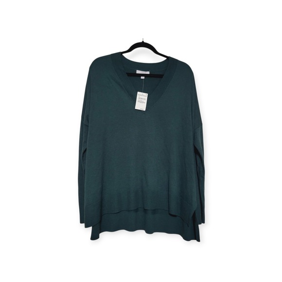 Nordstrom Sweaters - Chelsea28 Dark Green Oversized V-Neck Sweater Plus XXL NWT High-Low Neutral‎